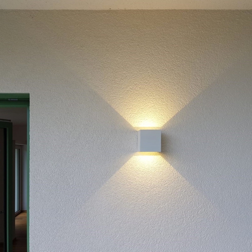 Udendørs LED væglampe CUBE 2xLED/3W/230V IP54 hvid