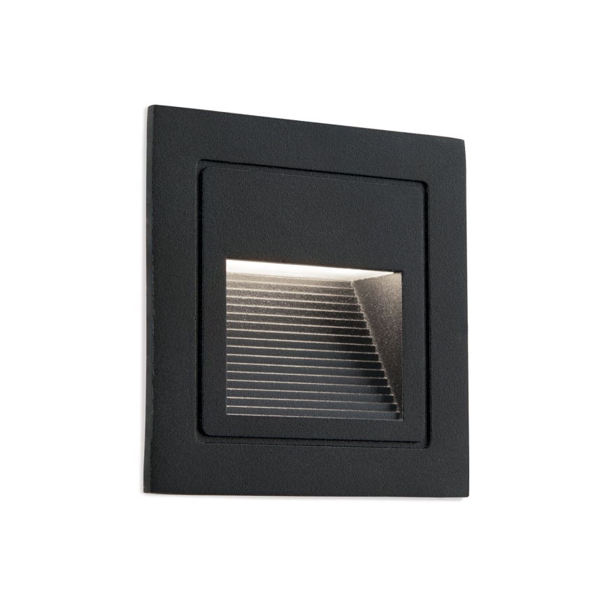 LED Indbygningslampe LORO LED/2W/230V IP65 sort