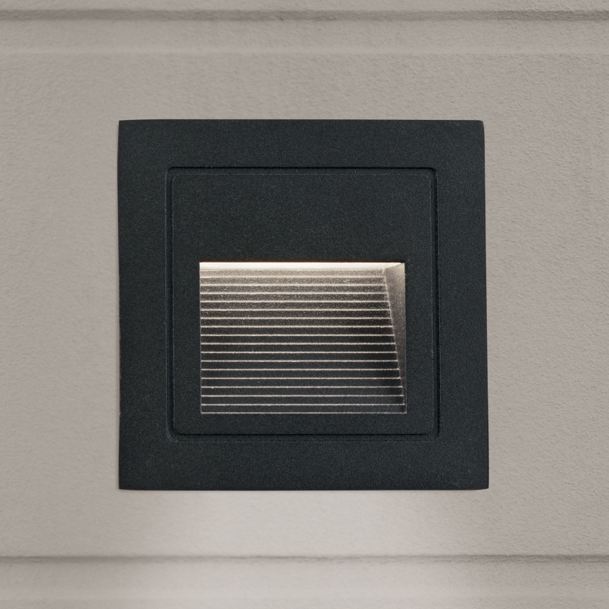 LED Indbygningslampe LORO LED/2W/230V IP65 sort