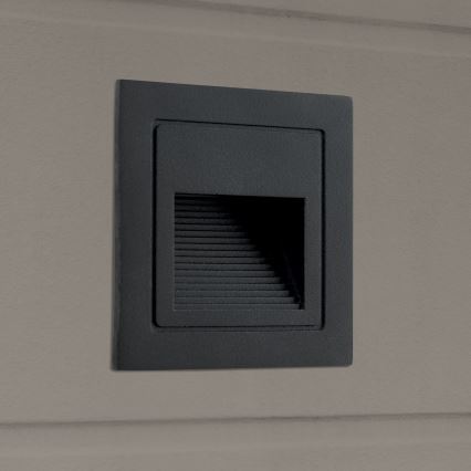 LED Indbygningslampe LORO LED/2W/230V IP65 sort