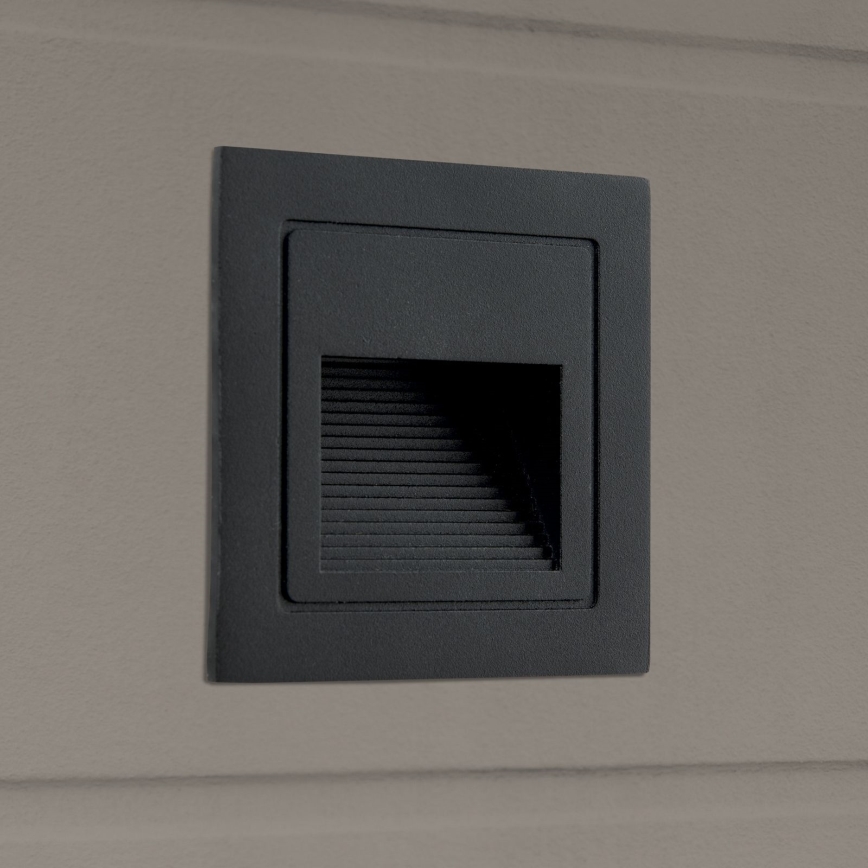 LED Indbygningslampe LORO LED/2W/230V IP65 sort