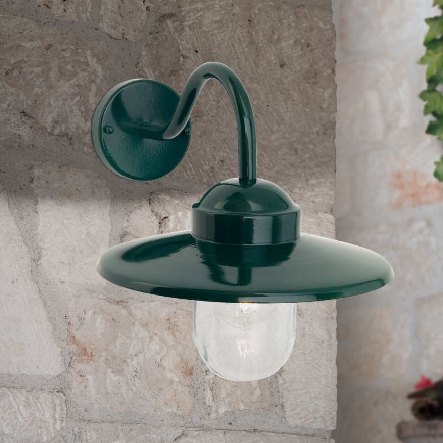 Udendørs væglampe EDWARD 1xE27/60W/230V IP44 grøn