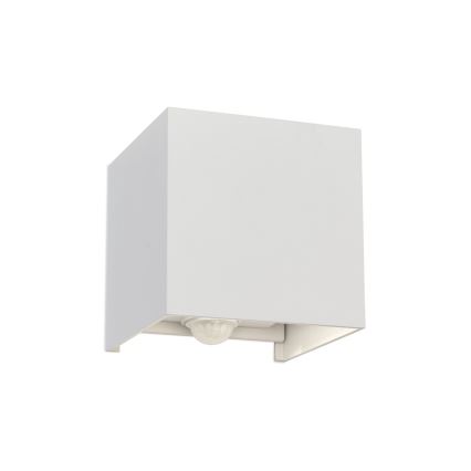 LED Udendørs væglampe med bevægelses- og skumringssensor CUBE-S LED/13W/230V IP54 hvid