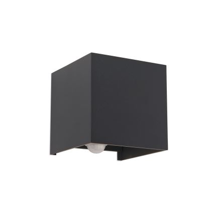 LED Udendørs væglampe m. bevægelses- og skumringssensor CUBE-S LED/13W/230V IP54 antracit