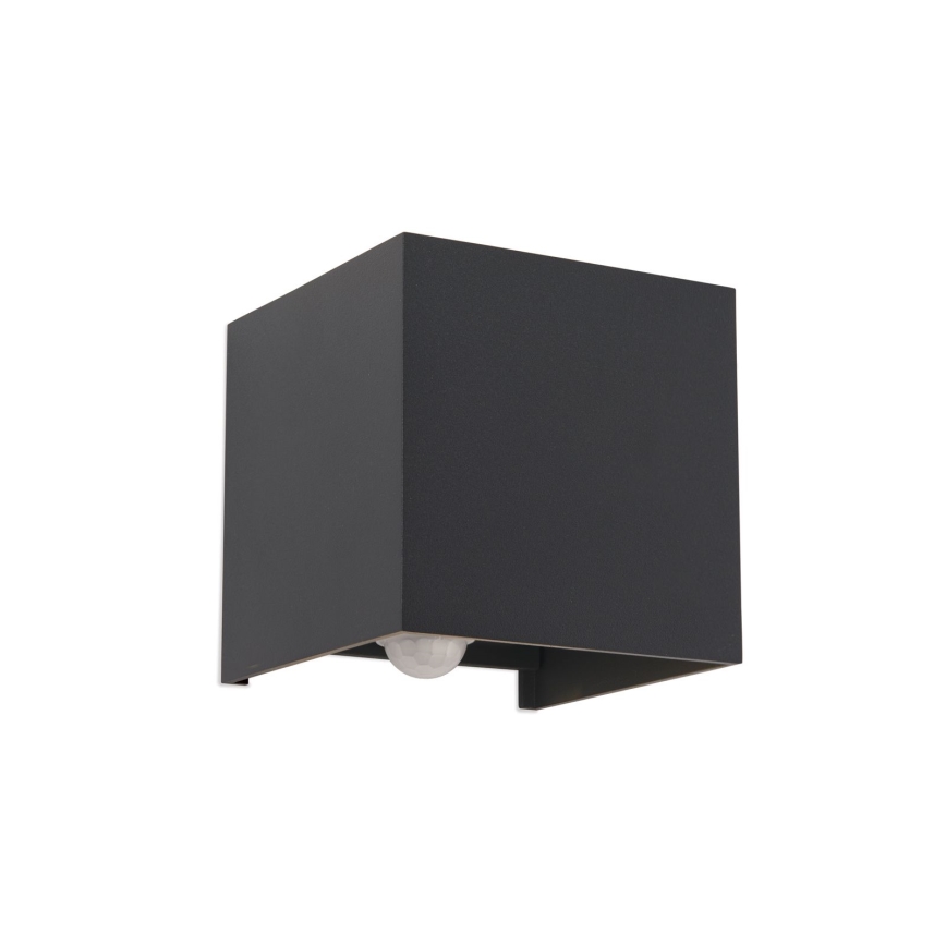 LED Udendørs væglampe m. bevægelses- og skumringssensor CUBE-S LED/13W/230V IP54 antracit