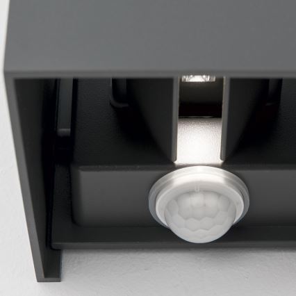 LED Udendørs væglampe m. bevægelses- og skumringssensor CUBE-S LED/13W/230V IP54 antracit