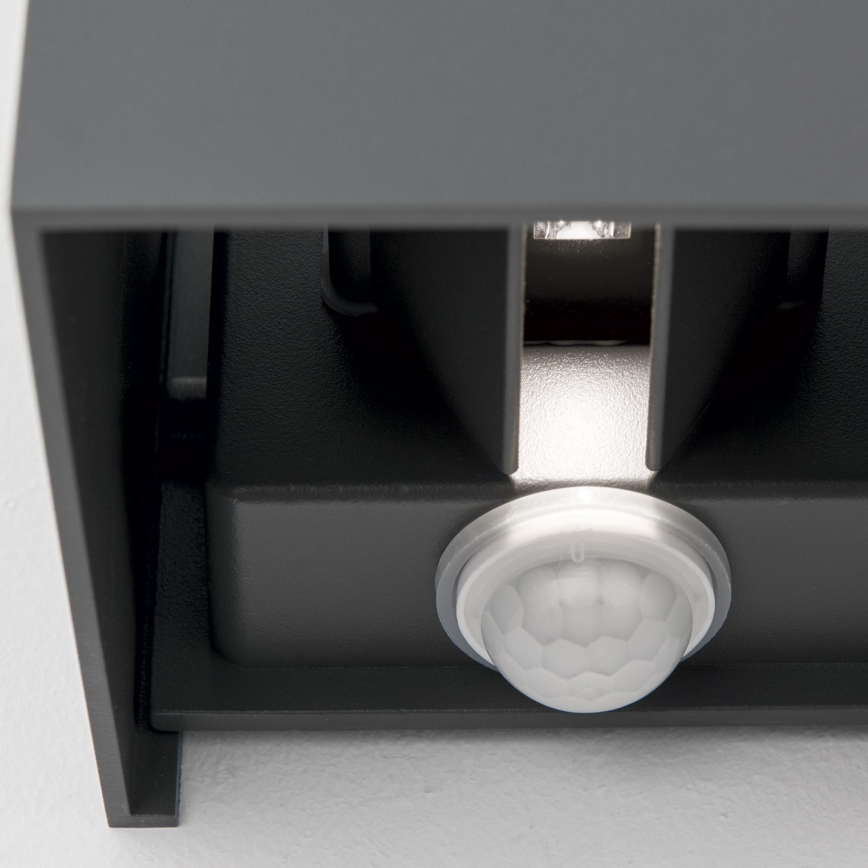 LED Udendørs væglampe m. bevægelses- og skumringssensor CUBE-S LED/13W/230V IP54 antracit