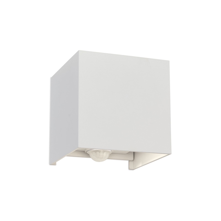LED Udendørs væglampe m. bevægelses- og skumringssensor CUBE-S LED/13W/230V IP54 hvid