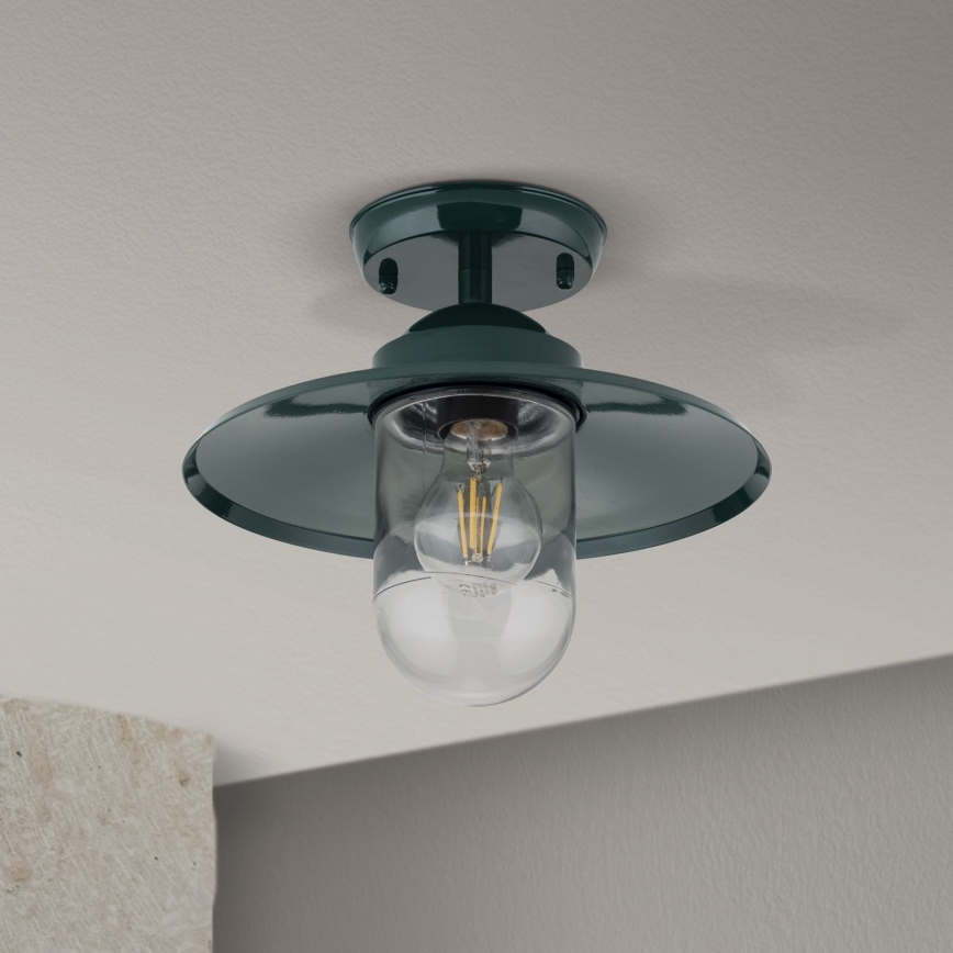 Udendørs loftlampe EDWARD 1xE27/60W/230V IP44 grøn