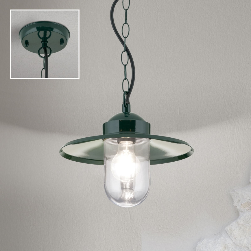 Udendørs pendellampe EDWARD 1xE27/60W/230V IP44 grøn