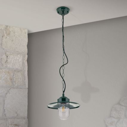 Udendørs pendellampe EDWARD 1xE27/60W/230V IP44 grøn