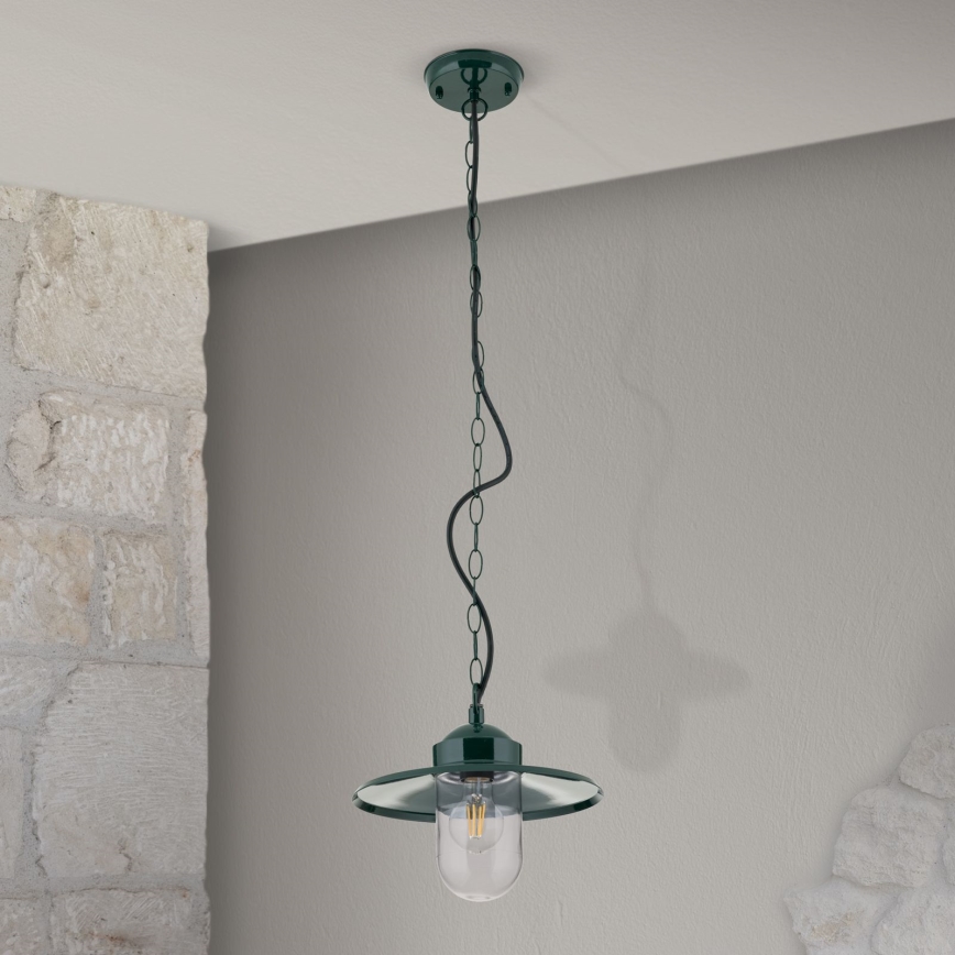 Udendørs pendellampe EDWARD 1xE27/60W/230V IP44 grøn