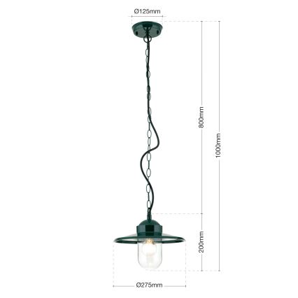 Udendørs pendellampe EDWARD 1xE27/60W/230V IP44 grøn