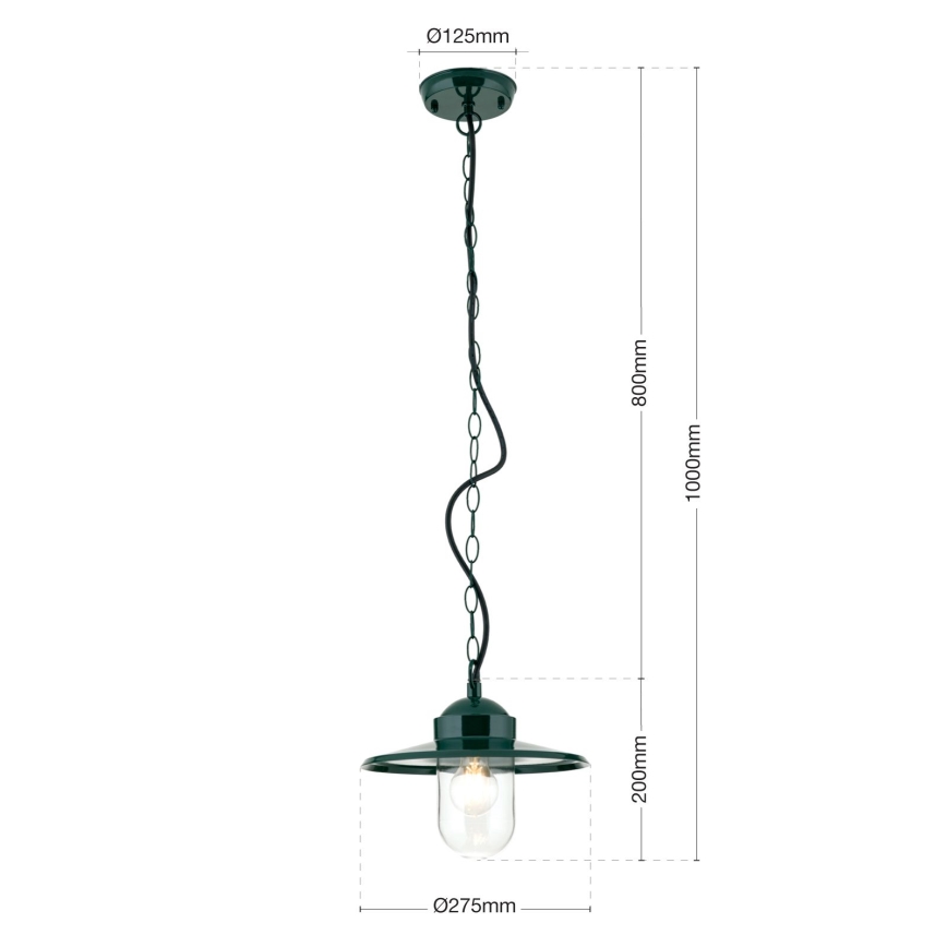 Udendørs pendellampe EDWARD 1xE27/60W/230V IP44 grøn