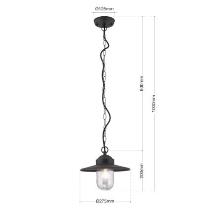 Udendørs pendellampe EDWARD 1xE27/60W/230V IP44 sort