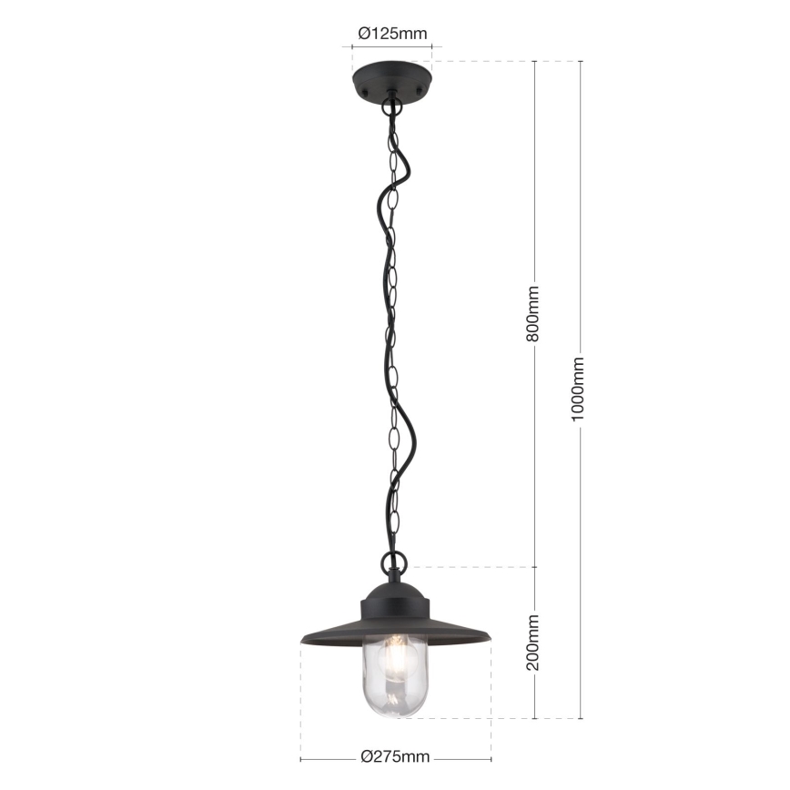 Udendørs pendellampe EDWARD 1xE27/60W/230V IP44 sort