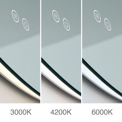 LED opvarmet vægmonteret badeværelsesspejl med indbygget baggrundsbelysning FOCUS LED/30W/230V 3000/4200/6000K Ø 100 cm IP44