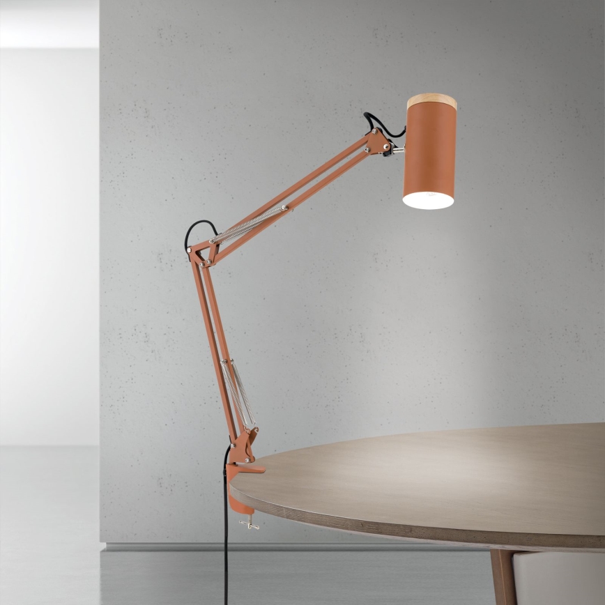 Bordlampe med klemme GILI 1xE27/40W/230V teglfarvet