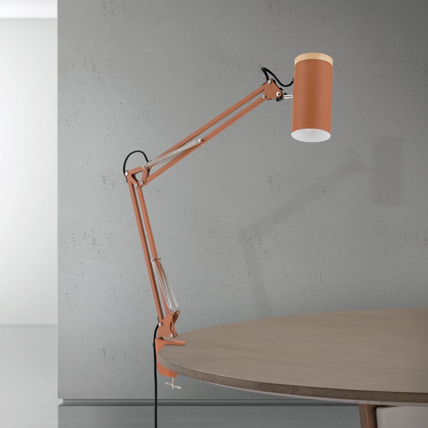 Bordlampe med klemme GILI 1xE27/40W/230V teglfarvet