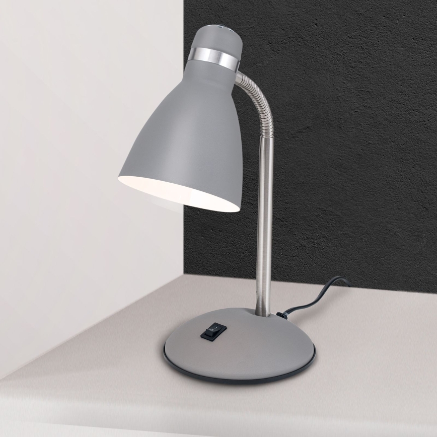 Bordlampe SCHOOL 1xE27/40W/230V grå/mat krom