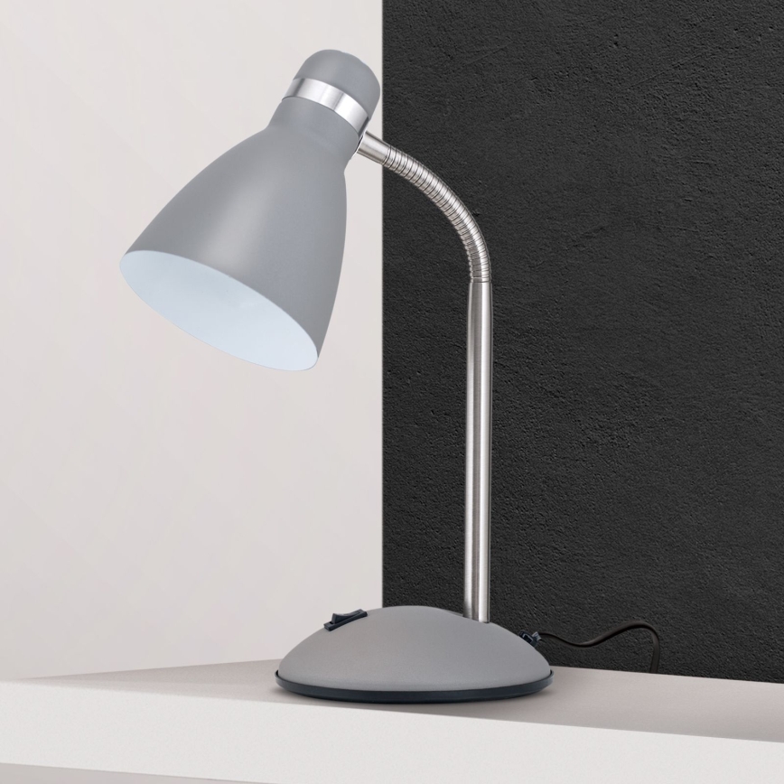 Bordlampe SCHOOL 1xE27/40W/230V grå/mat krom