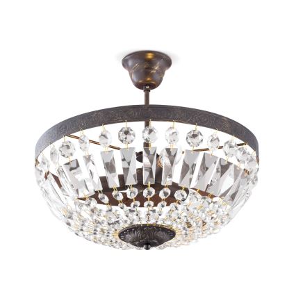 Pendel i krystal ARILA 3xE14/40W/230V diameter 40 cm brun/patina