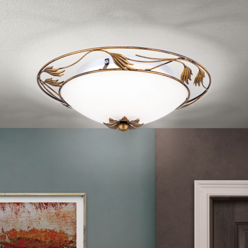 Loftlampe FLEUR 2xE27/60W/230V diameter 40 cm bronze