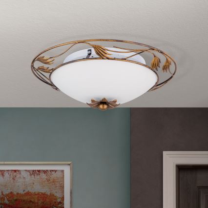 Loftlampe FLEUR 2xE27/60W/230V diameter 40 cm bronze