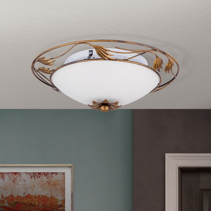 Loftlampe FLEUR 2xE27/60W/230V diameter 40 cm bronze