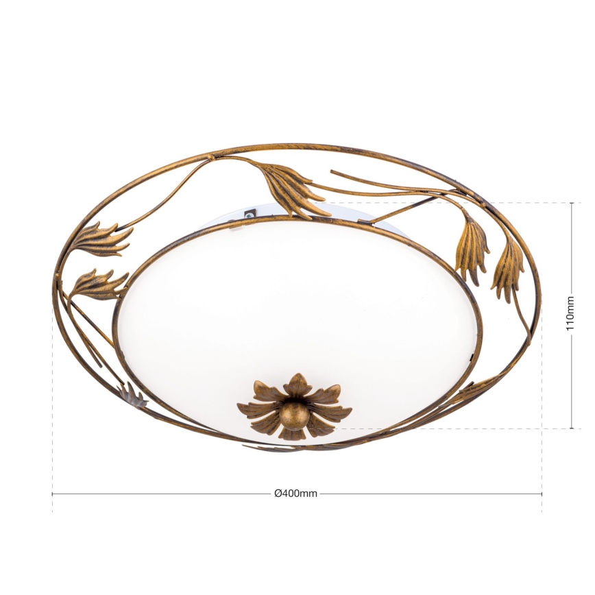 Loftlampe FLEUR 2xE27/60W/230V diameter 40 cm bronze