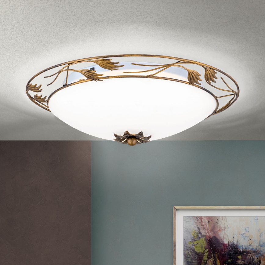 Loftlampe FLEUR 3xE27/60W/230V diameter 50 cm bronze