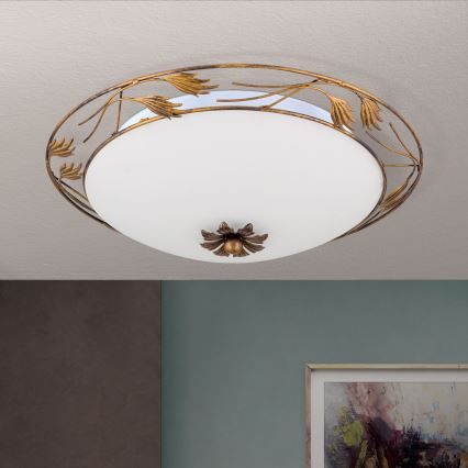 Loftlampe FLEUR 3xE27/60W/230V diameter 50 cm bronze