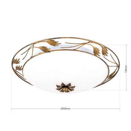 Loftlampe FLEUR 3xE27/60W/230V diameter 50 cm bronze