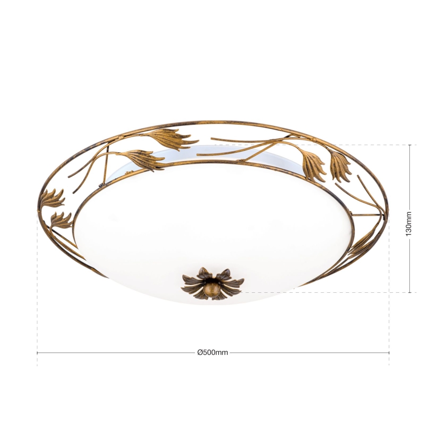 Loftlampe FLEUR 3xE27/60W/230V diameter 50 cm bronze