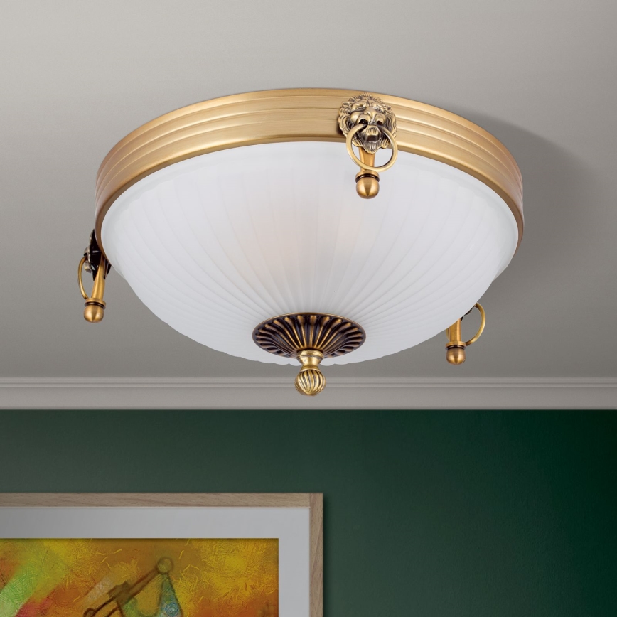 Loftlampe ROCCA 2xE27/60W/230V diameter 31 cm bronze/hvid