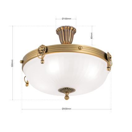 Loftlampe ROCCA 4xE27/60W/230V diameter 43 cm bronze/hvid