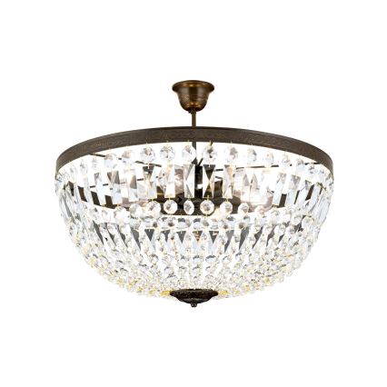Pendel i krystal ARILA 6xE27/60W/230V diameter 60 cm brun/patina