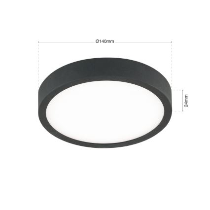 LED loftlampe BULLY LED/12W/230V diameter 14 cm sort