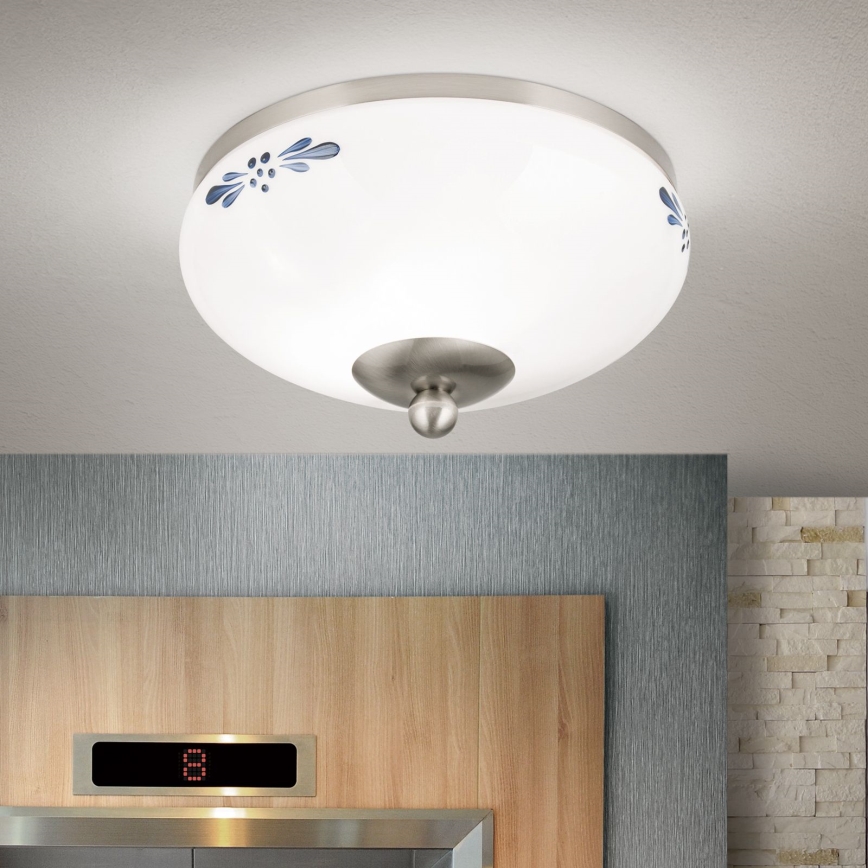 Loftlampe LANDHAUS 1xE27/60W/230V diameter 21 cm mat krom/hvid
