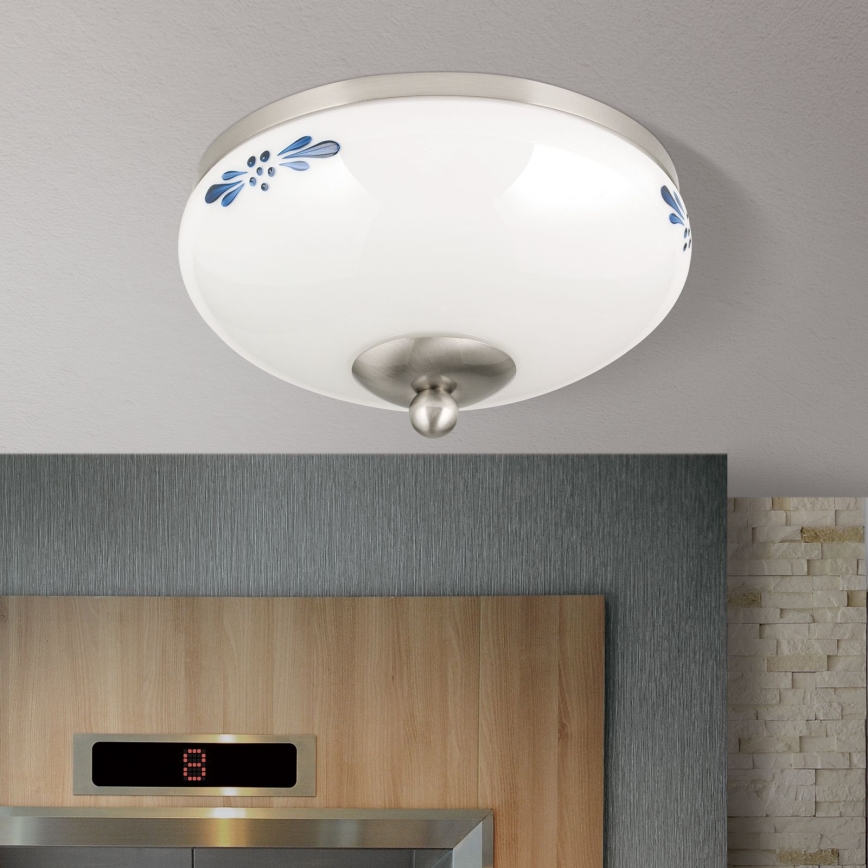 Loftlampe LANDHAUS 1xE27/60W/230V diameter 21 cm mat krom/hvid