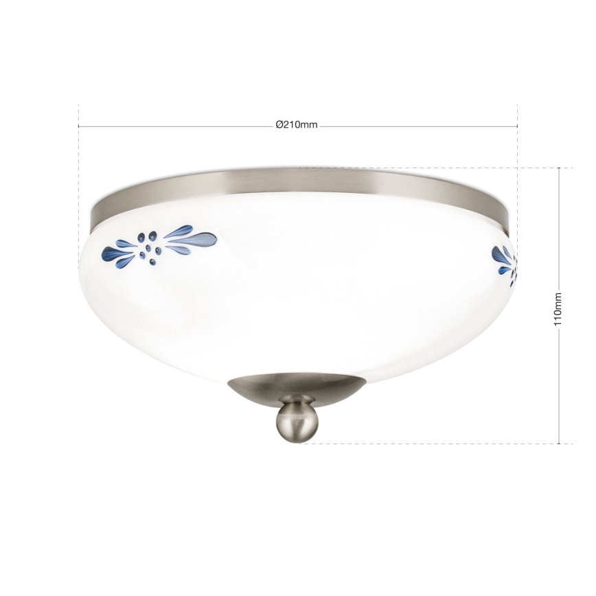 Loftlampe LANDHAUS 1xE27/60W/230V diameter 21 cm mat krom/hvid