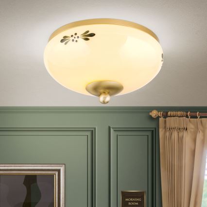 Loftlampe LANDHAUS 1xE27/60W/230V diameter 21 cm messing/beige
