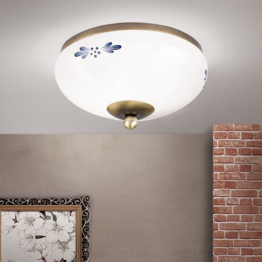Loftlampe LANDHAUS 1xE27/60W/230V Ø 21 cm bronze/hvid/blå