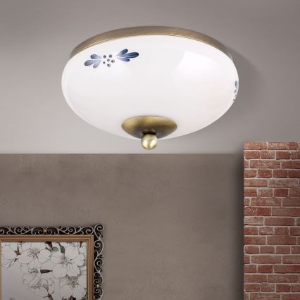 Loftlampe LANDHAUS 1xE27/60W/230V Ø 21 cm bronze/hvid/blå