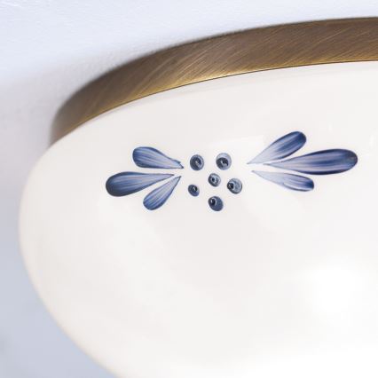 Loftlampe LANDHAUS 1xE27/60W/230V Ø 21 cm bronze/hvid/blå