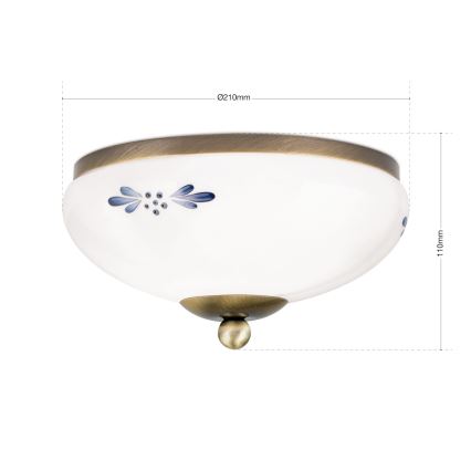 Loftlampe LANDHAUS 1xE27/60W/230V Ø 21 cm bronze/hvid/blå