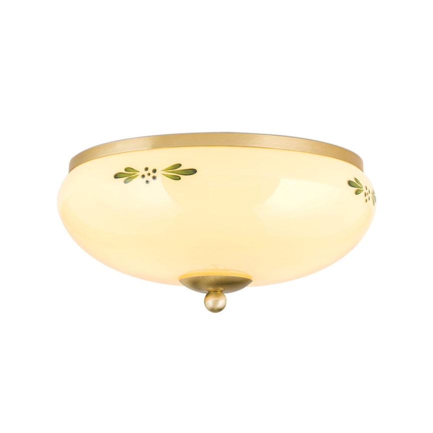 Loftlampe LANDHAUS 2xE27/60W/230V diameter 28 cm messing/beige