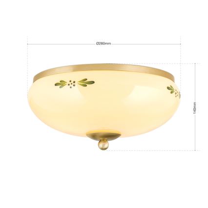 Loftlampe LANDHAUS 2xE27/60W/230V diameter 28 cm messing/beige
