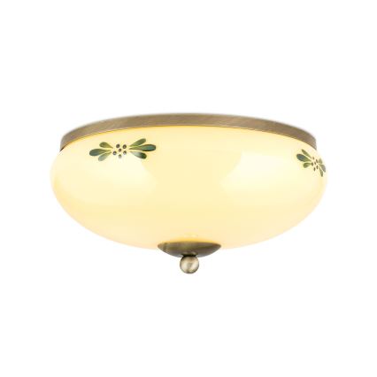 Loftlampe LANDHAUS 2xE27/60W/230V Ø 28 cm bronze/beige/grøn
