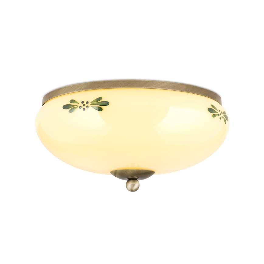Loftlampe LANDHAUS 2xE27/60W/230V Ø 28 cm bronze/beige/grøn